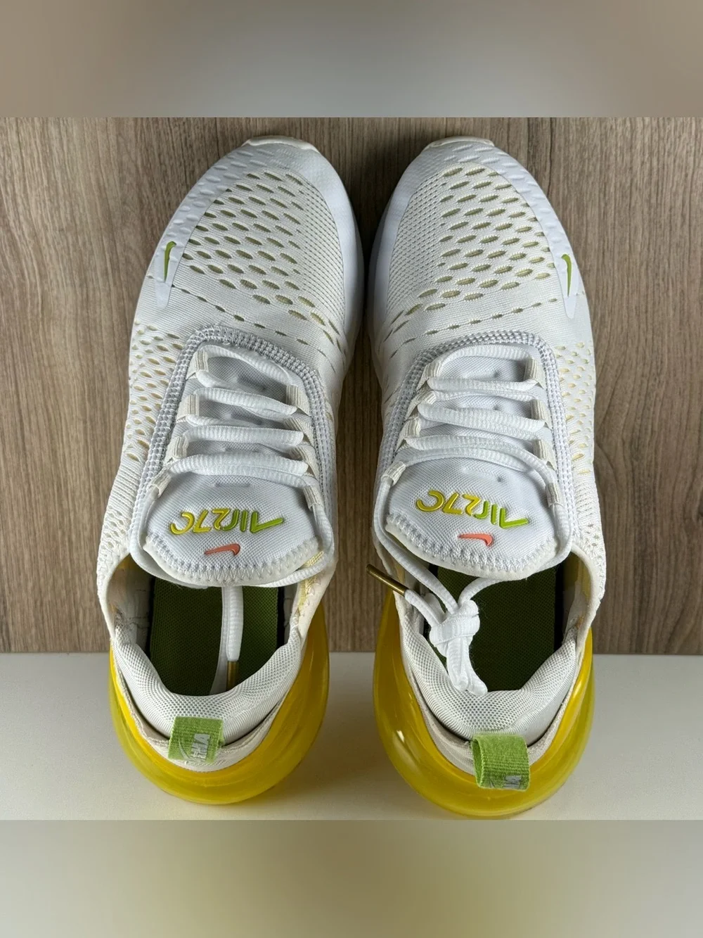 Nike Air Max 270 White Yellow Strike Shoes DV2184-100 Women’s Size 8